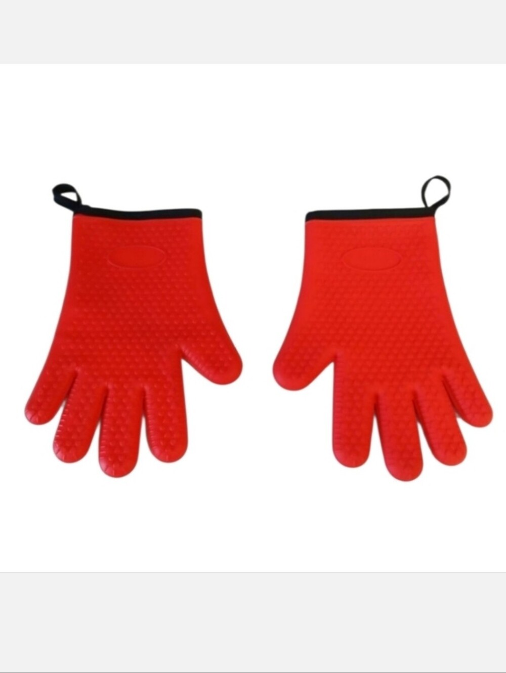 2 Pk Silicone Oven Mitts Potholder Gloves Kitchen BBQ Grill Red
